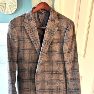 Bonobos 40r slim fit flannel blazer in Brown and Navy